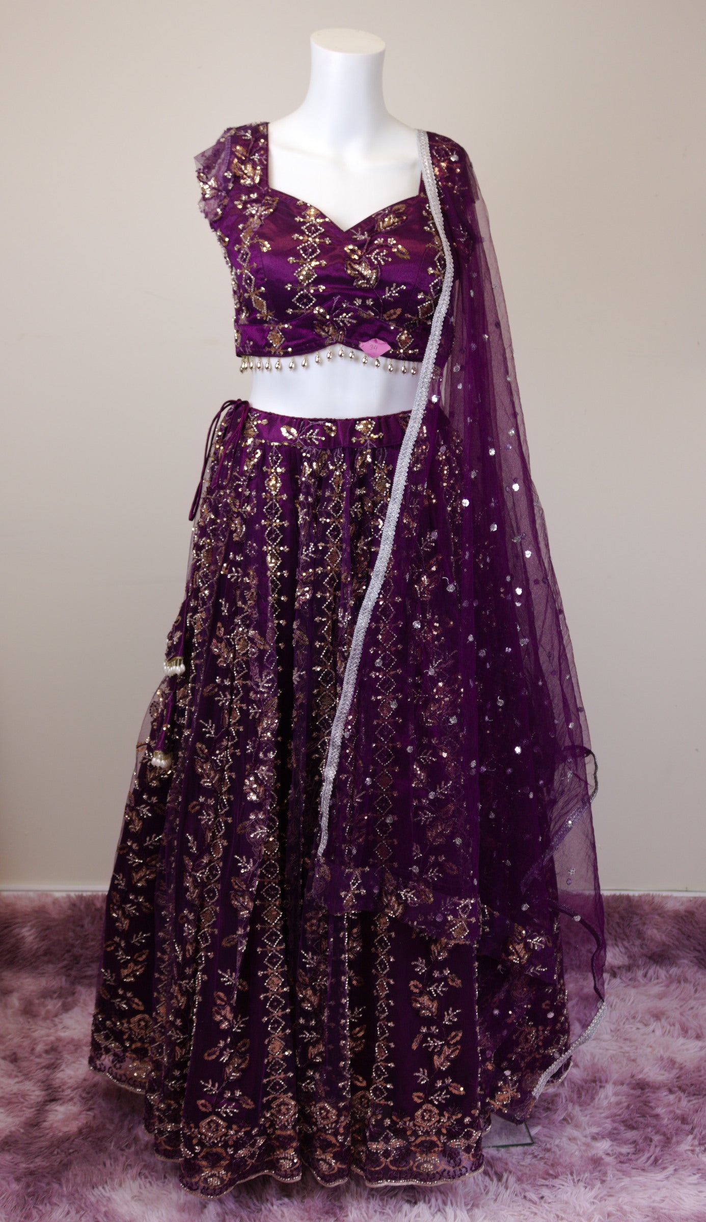 Dark purple bridal lehanga set