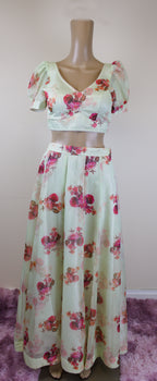 White flower print lehenga set