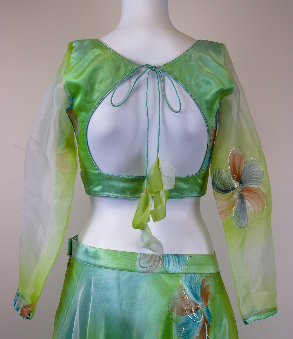 Organza flower print lelenga set