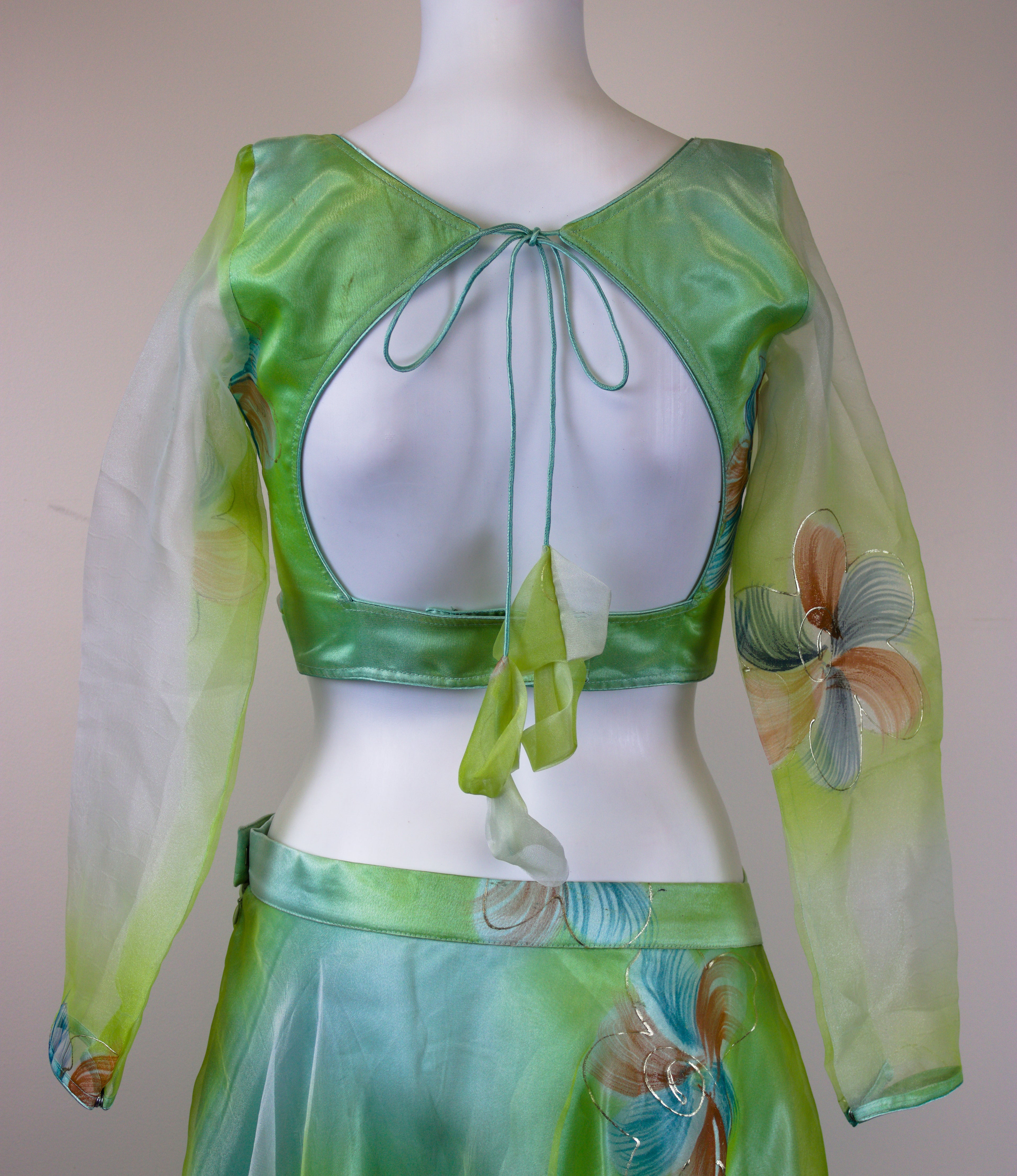 Organza flower print lelenga set