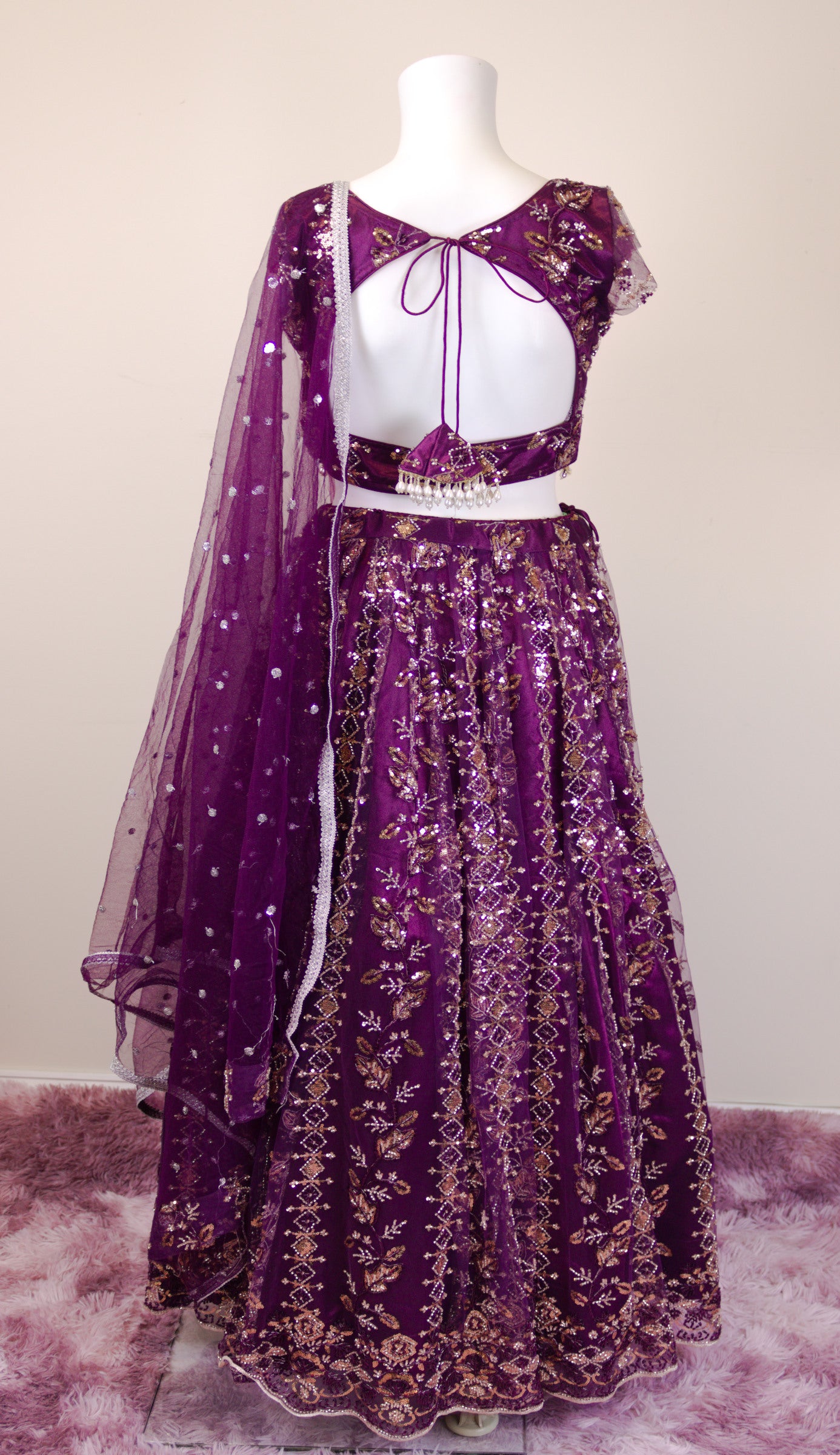 Dark purple bridal lehanga set