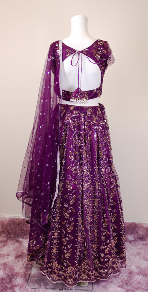 Dark purple bridal lehanga set