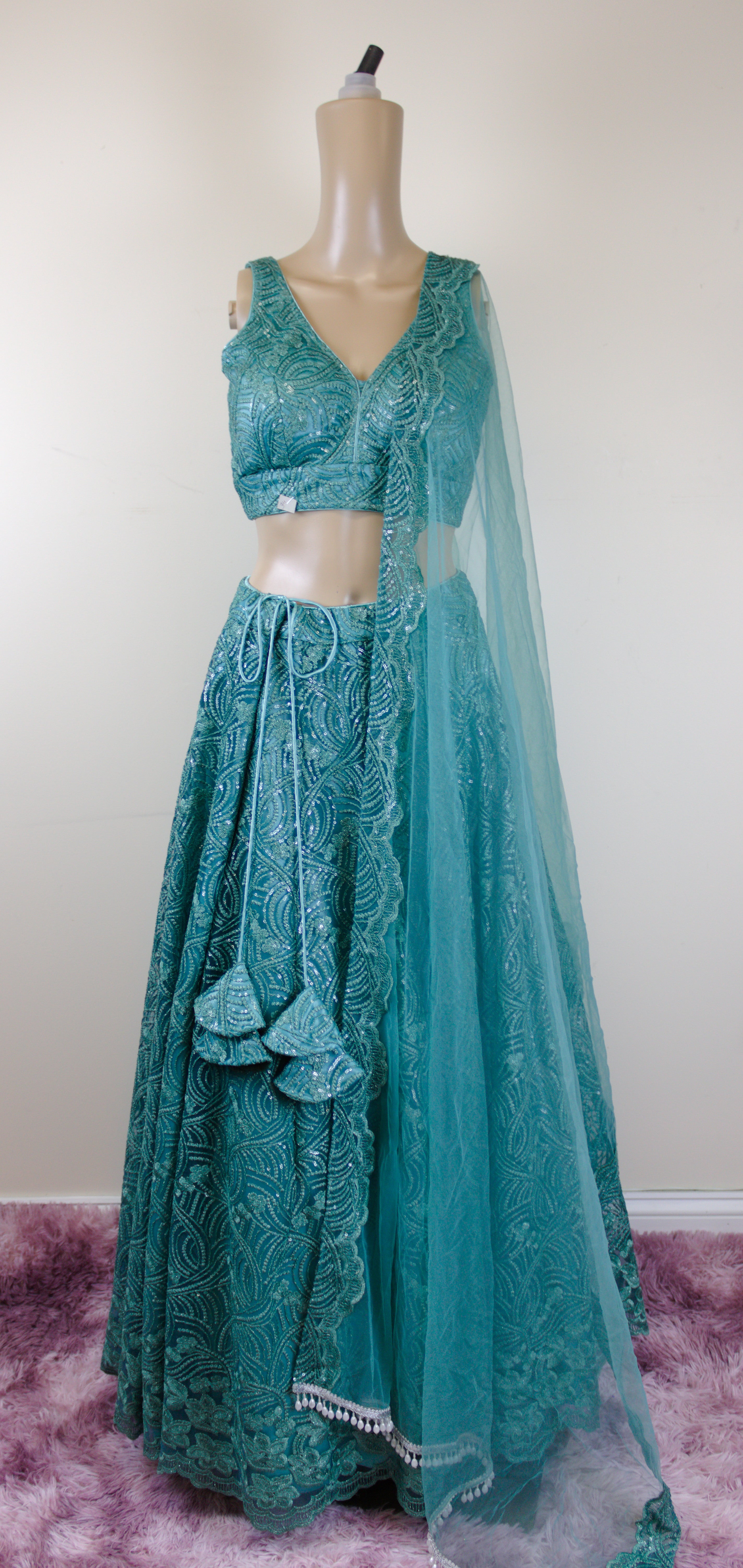 Ocean blue colour lehanga set