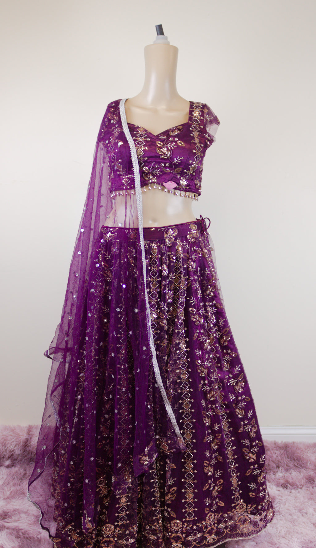 Dark purple bridal lehanga set