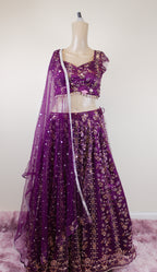 Dark purple bridal lehanga set