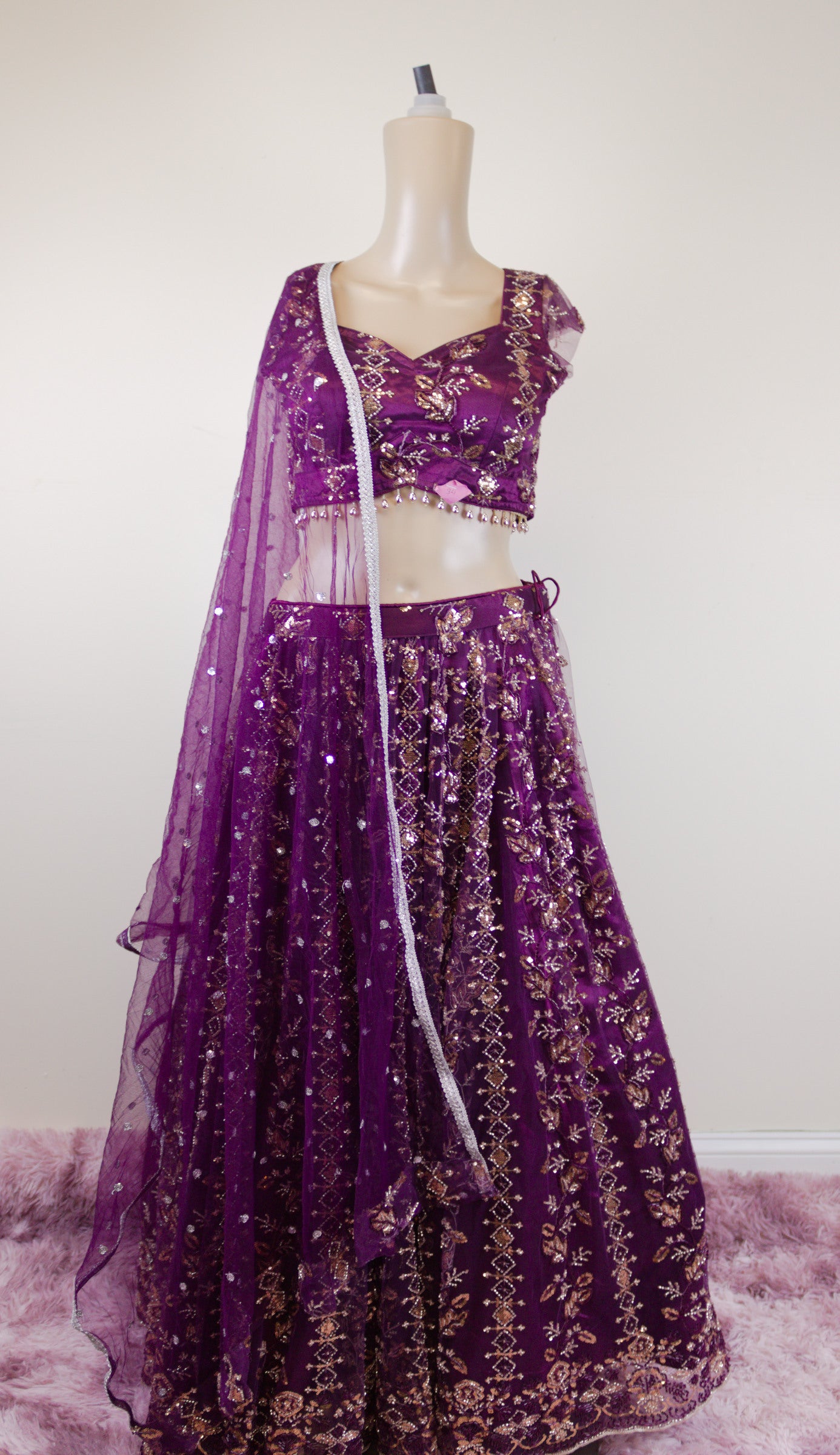 Dark purple bridal lehanga set