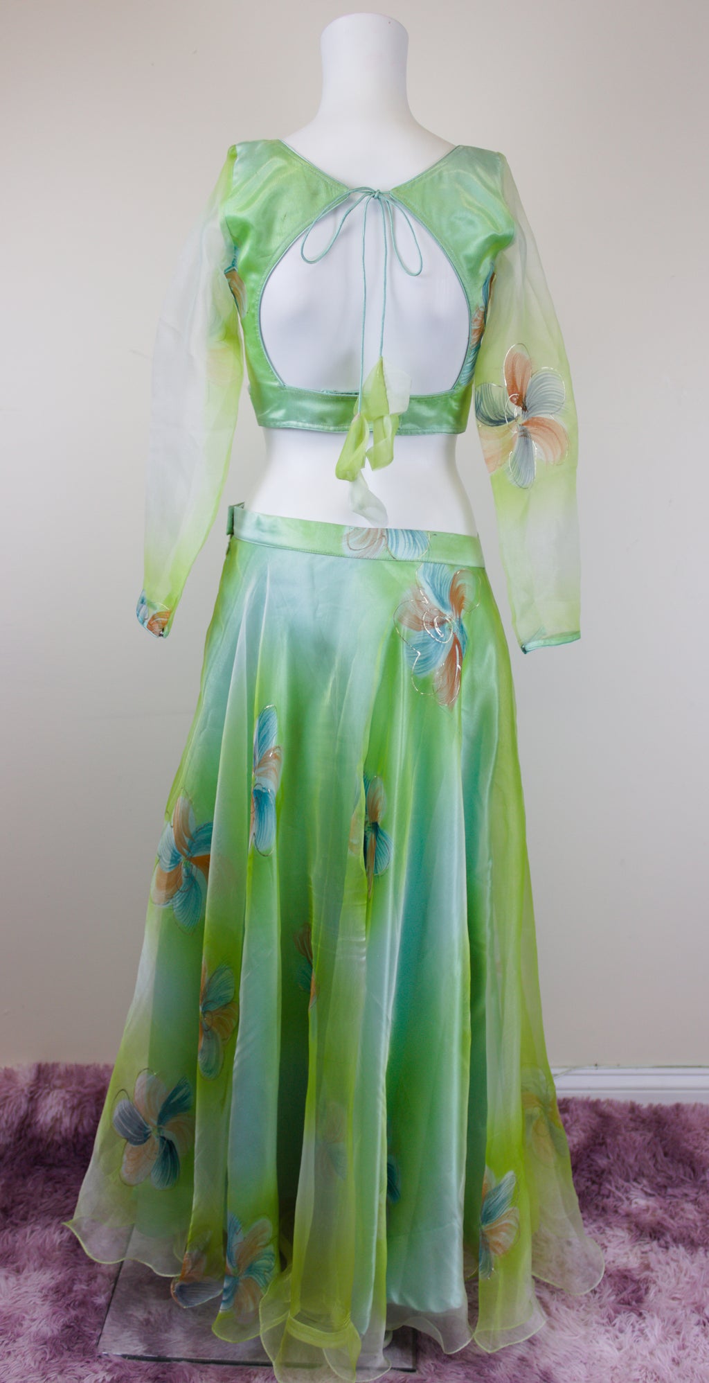 Organza flower print lelenga set