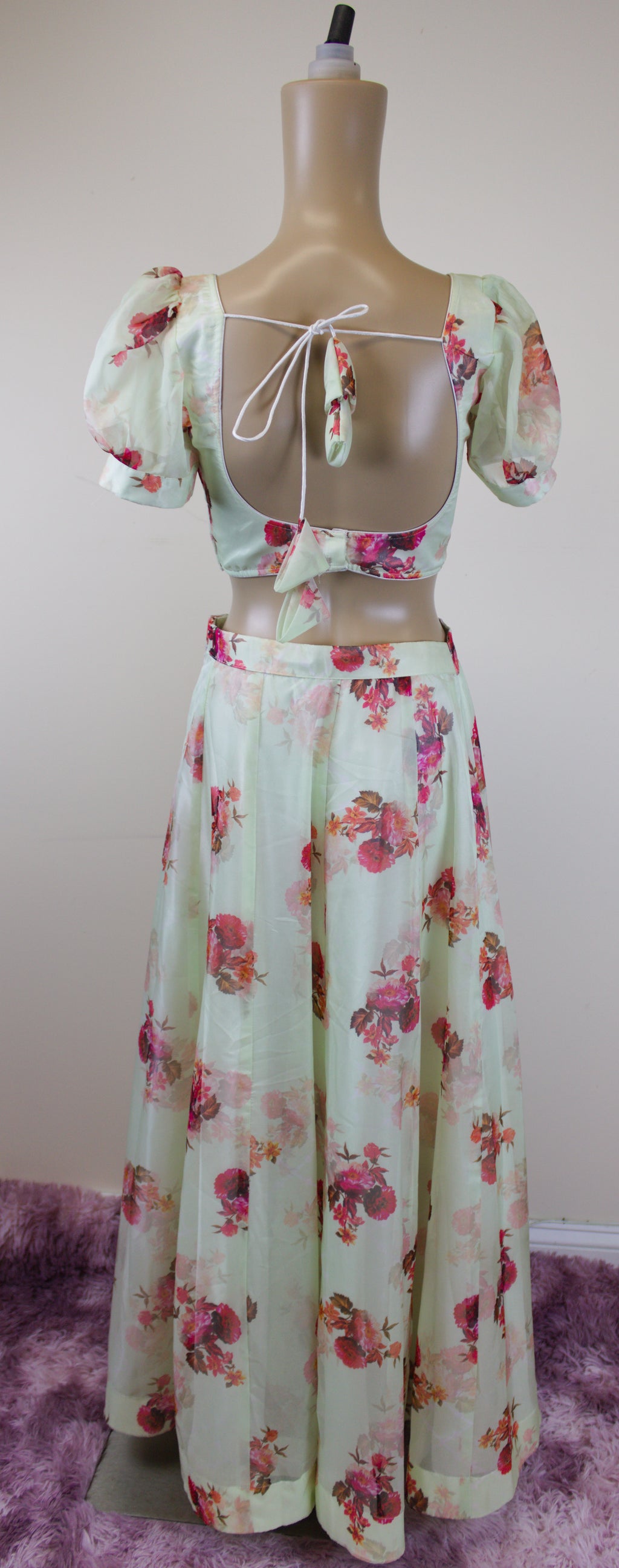 White flower print lehenga set