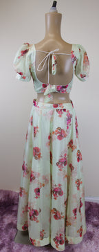 White flower print lehenga set