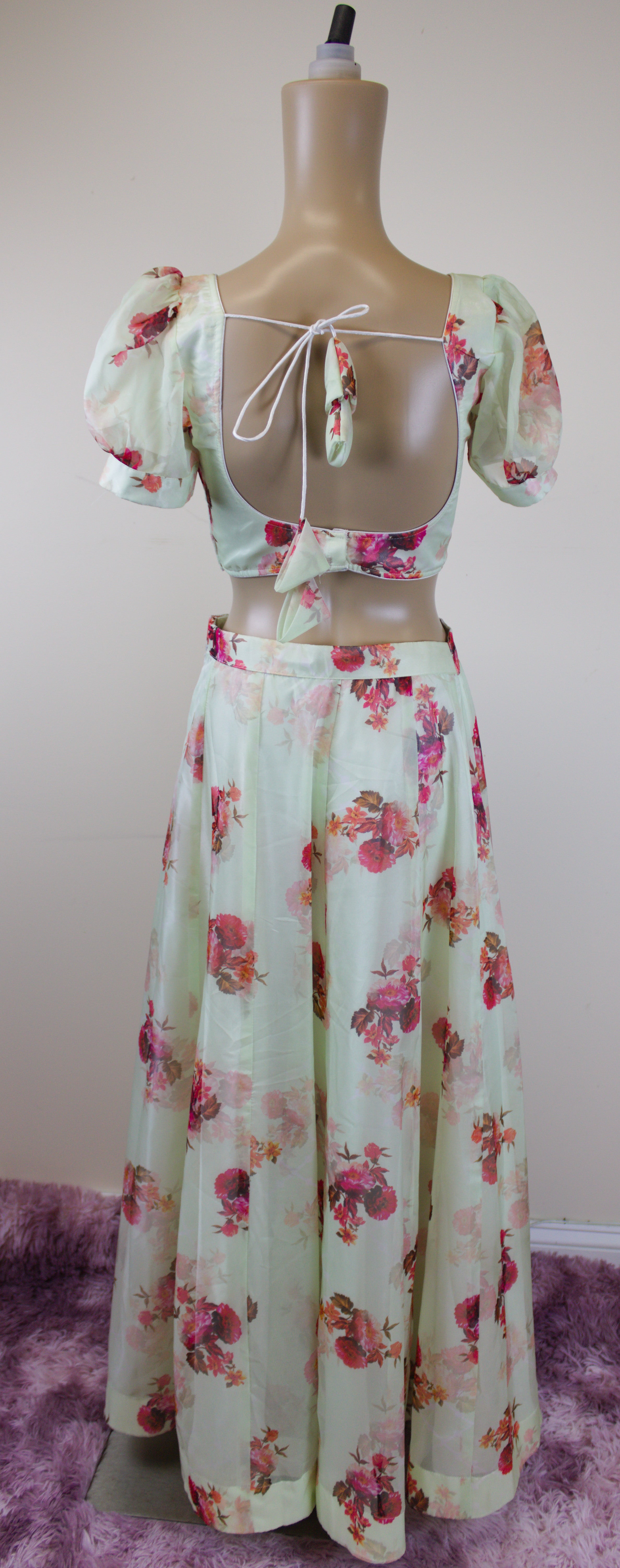White flower print lehenga set