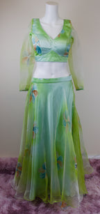 Organza flower print lelenga set