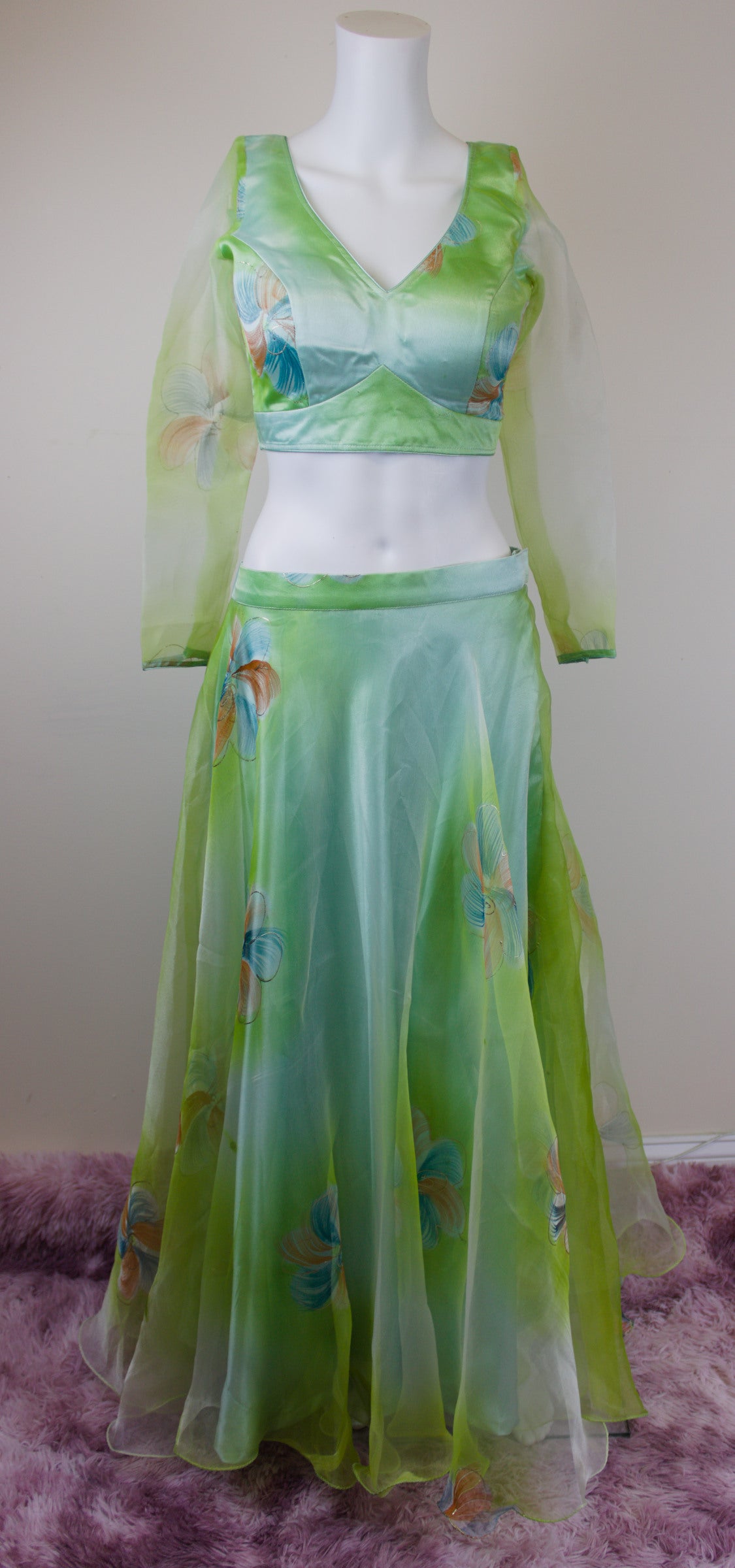 Organza flower print lelenga set