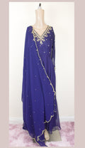 Royal blue gawn with shawl