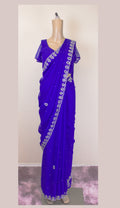 Royal blue saree and blouse