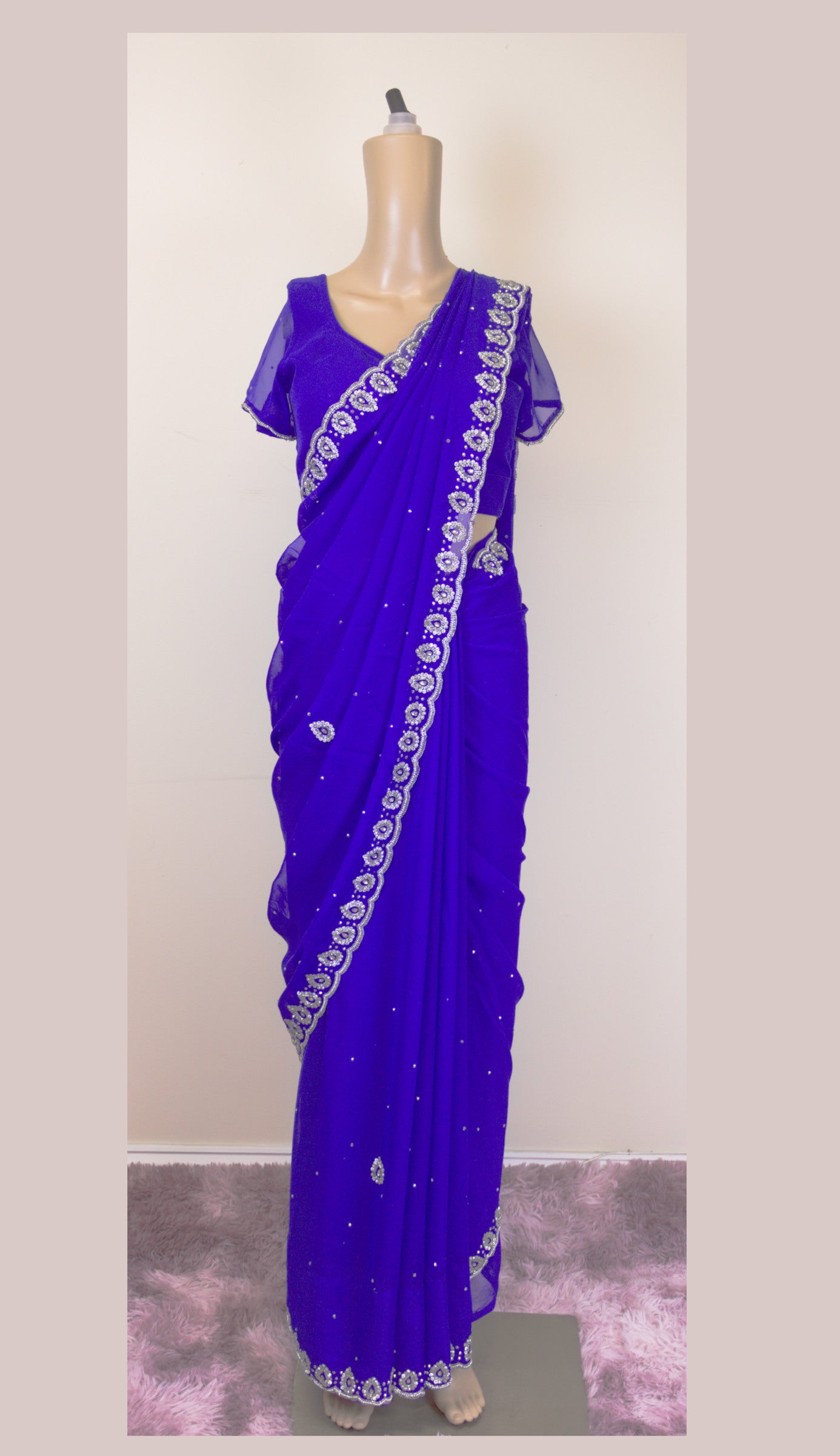Royal blue saree and blouse