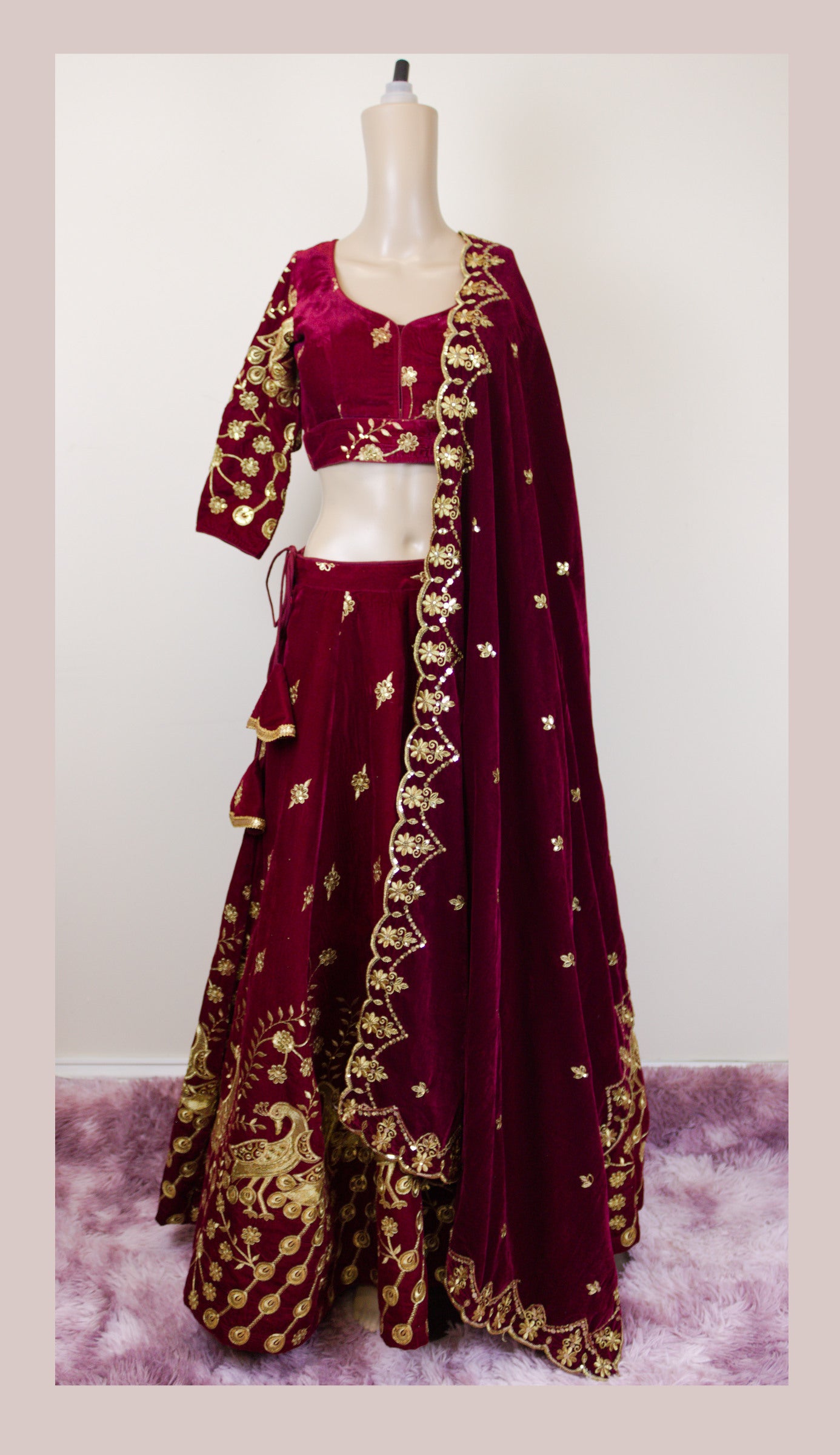 Bridal lehenga set velvet
