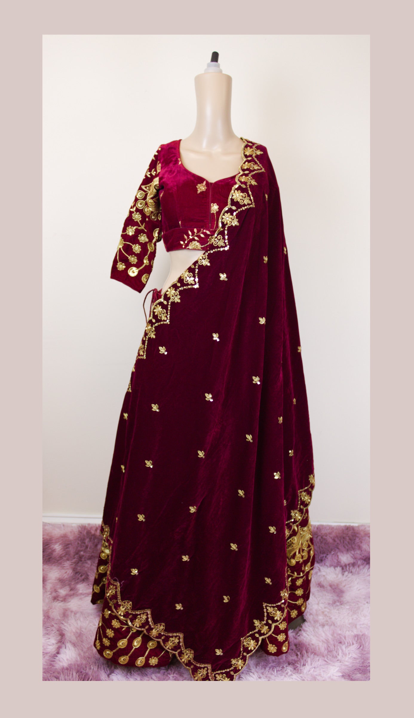 Bridal lehenga set velvet
