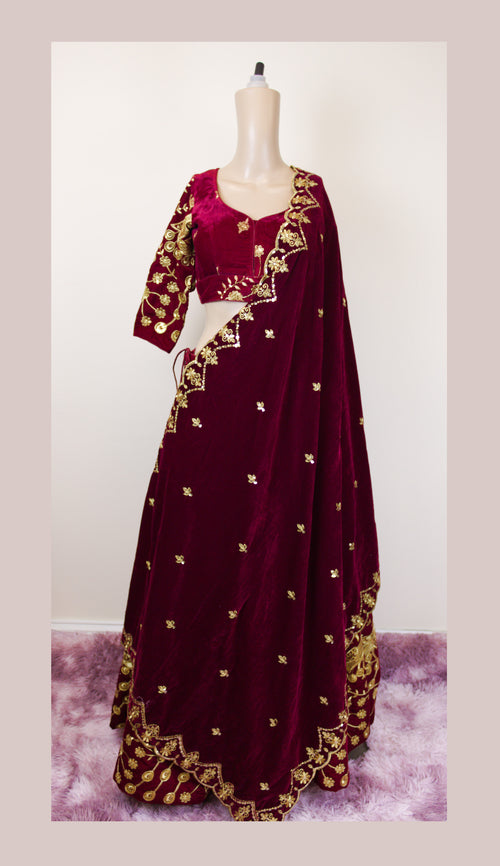 Bridal lehenga set velvet