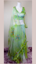 Organza flower print lelenga set