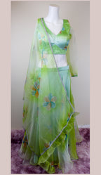 Organza flower print lelenga set