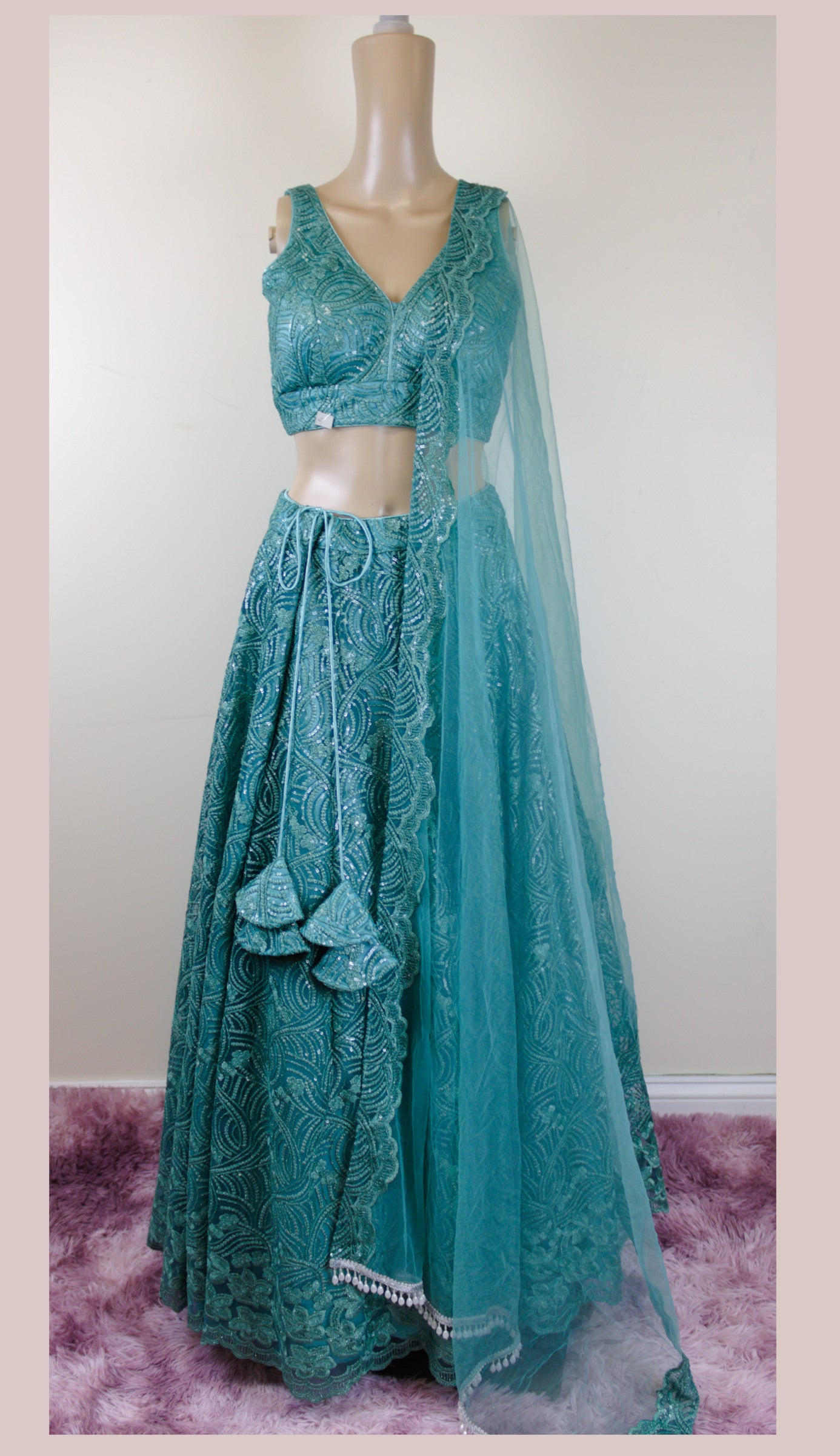 Ocean blue colour lehanga set