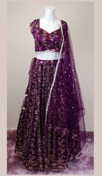 Dark purple bridal lehanga set