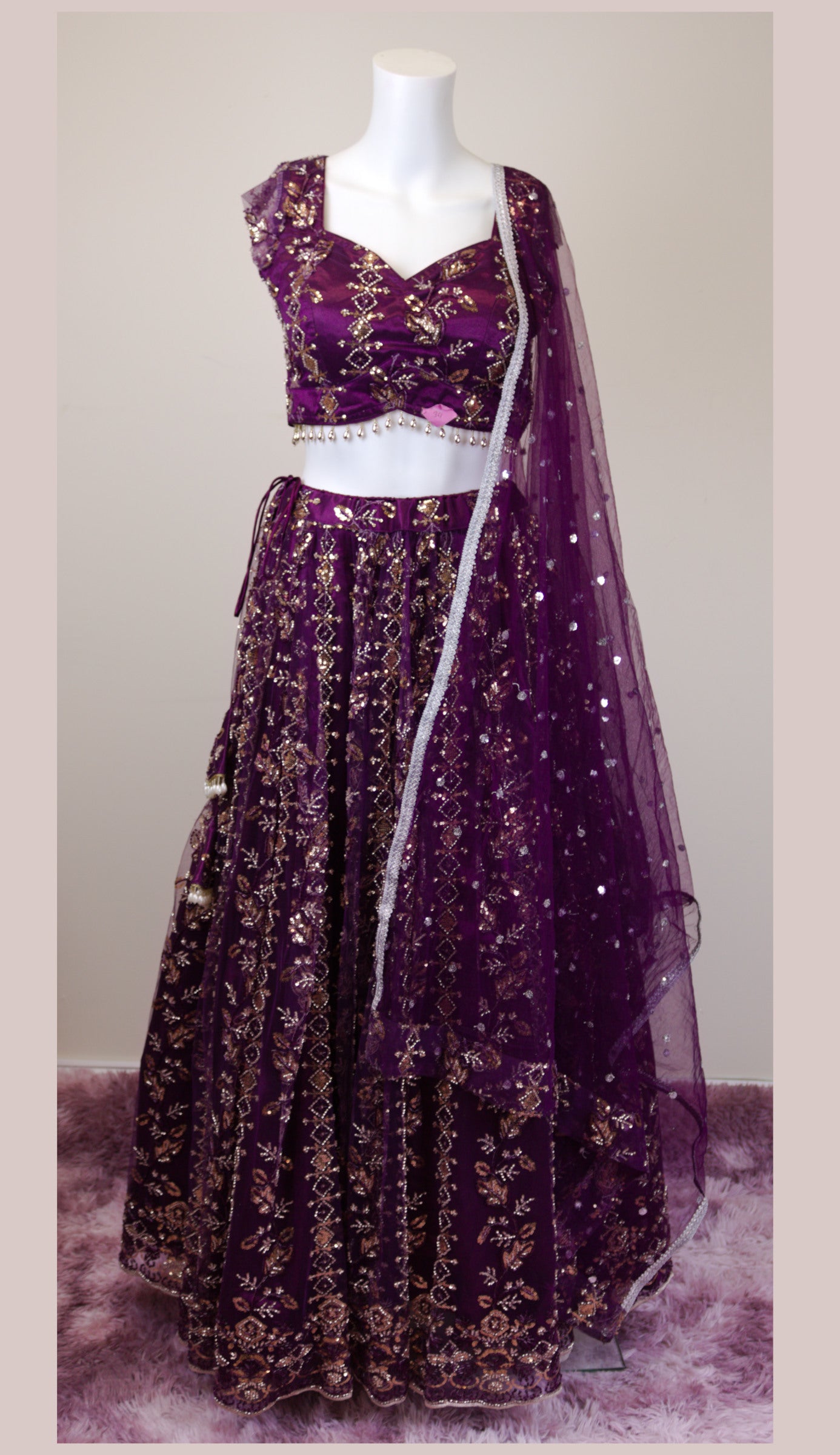 Dark purple bridal lehanga set