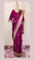 purple banarasi saree blouse