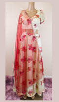 White flower print lehenga set