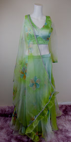 Organza flower print lelenga set