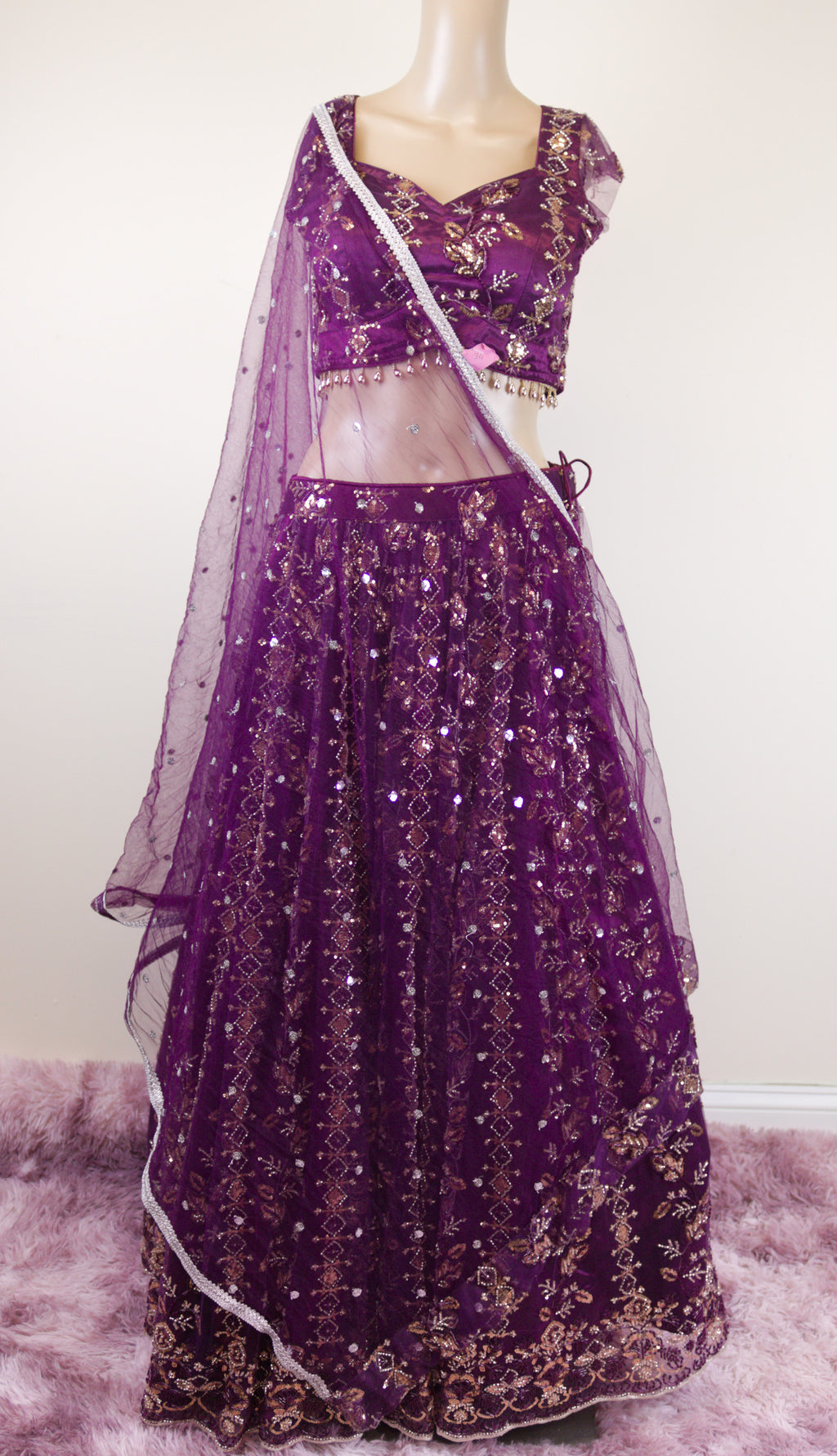 Dark purple bridal lehanga set