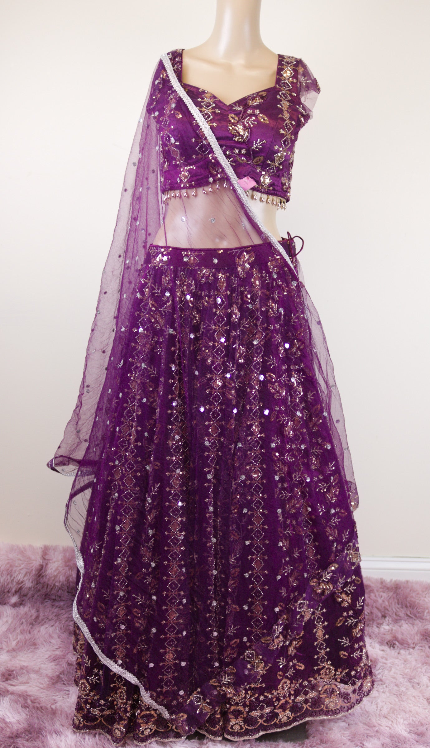 Dark purple bridal lehanga set